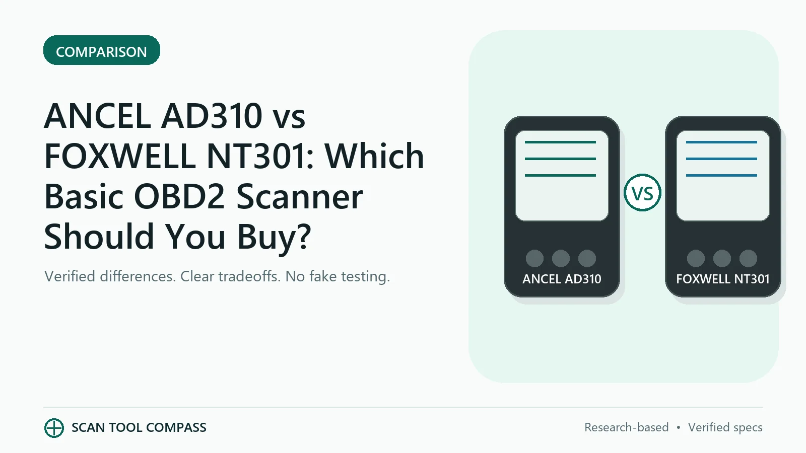 ANCEL AD310 vs FOXWELL NT301: Which Basic OBD2 Scanner Should You Buy?